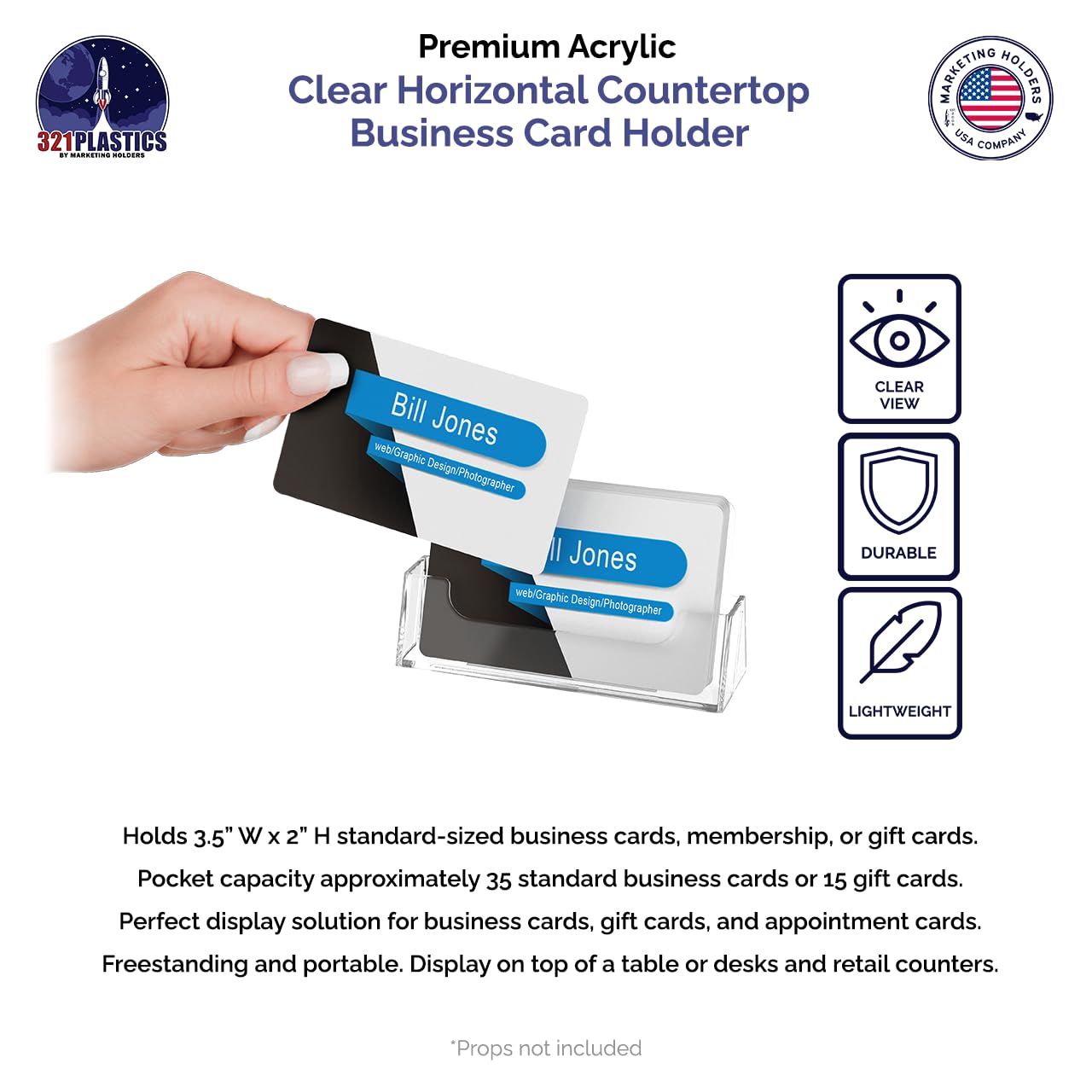 Marketing Holders 12 Pack Business Card Holder Tabletop Display for 3.5" x 2" Contact Cards at