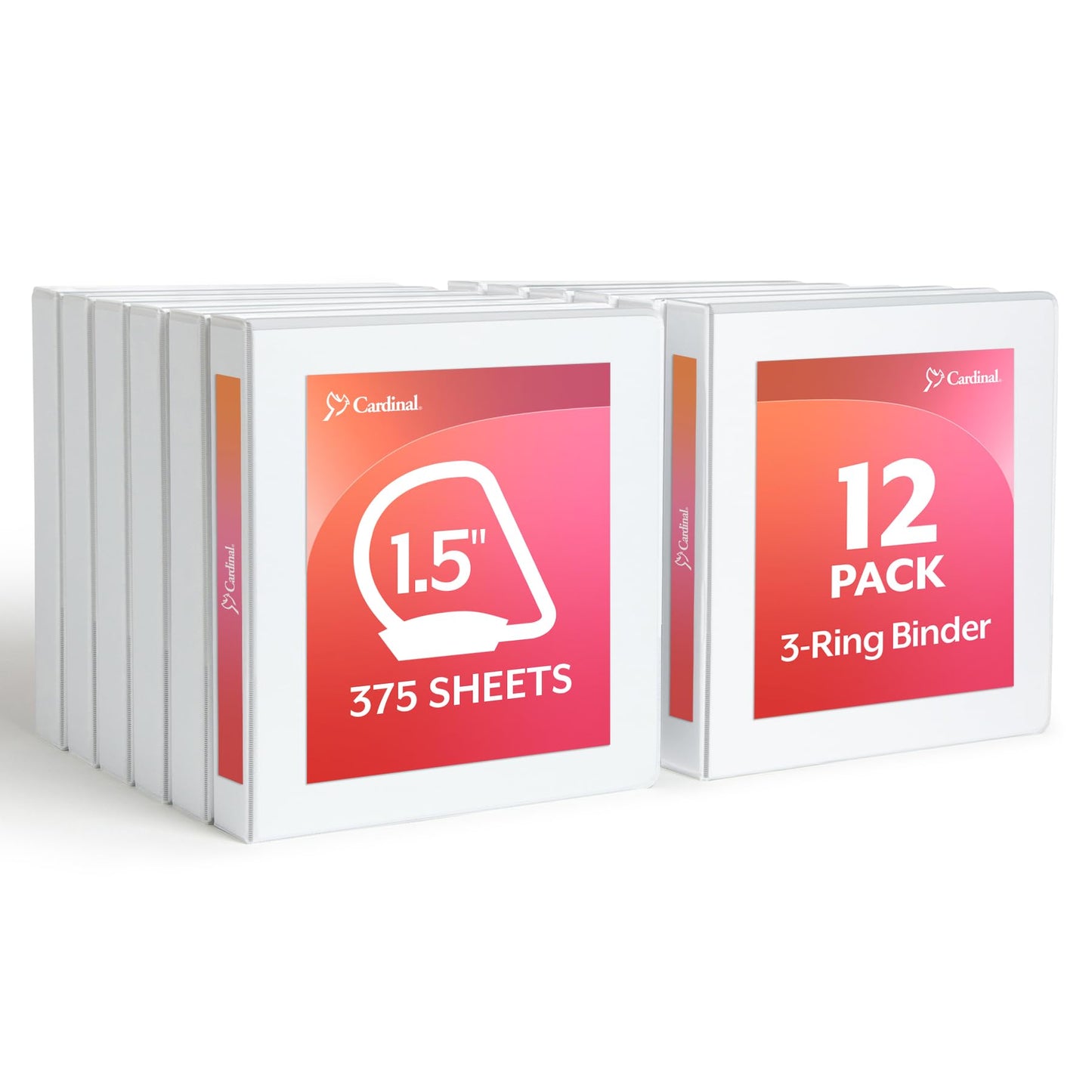 Cardinal Economy 3-Ring Binders, 1.5", Slant-D Rings, Holds 375 Sheets, ClearVue Presentation View