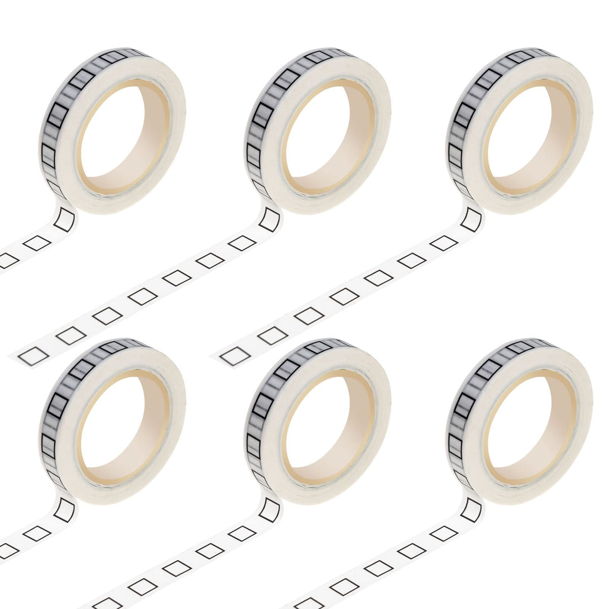 NUOMI 6 Pcs Checkbox Washi Tape, 8MM Thin Self Adhesive Craft Planner Tape for Home, School