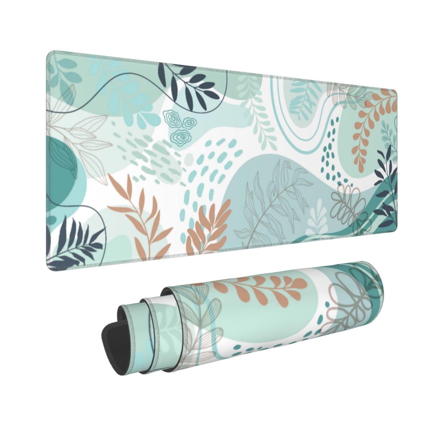 Abstract Art Large Mouse Pad 31.5x11.8in Modern Boho Leaves Mouse Pad Non-Slip Rubber Base Mousepad