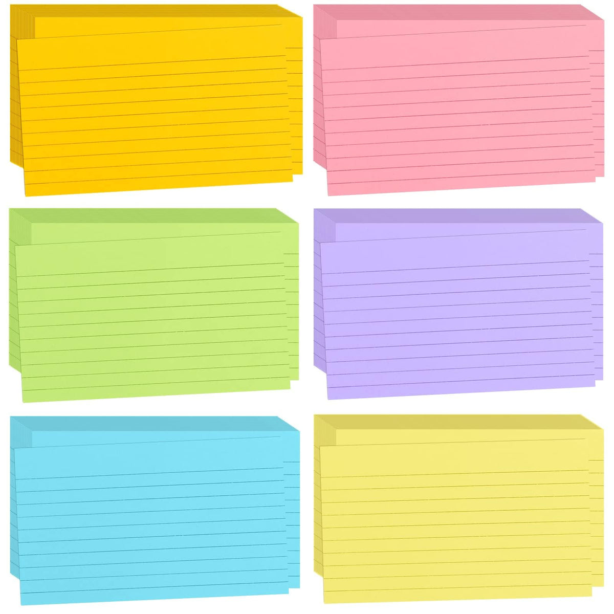Tecmisse 1200 Pcs Ruled Index Cards, 3x5 Inches Colorful Index Cards Bulk, Heavy Colored Note