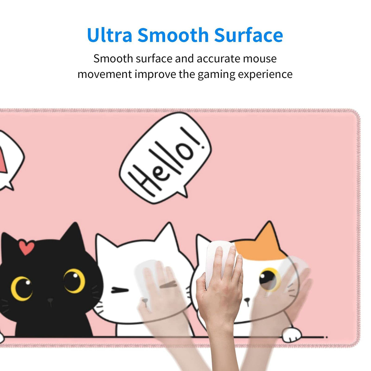 Pink Cute Kittens Cat Gaming Mouse Pad Large XL Girls Kawaii Desk Mat Long Extended Pads Big