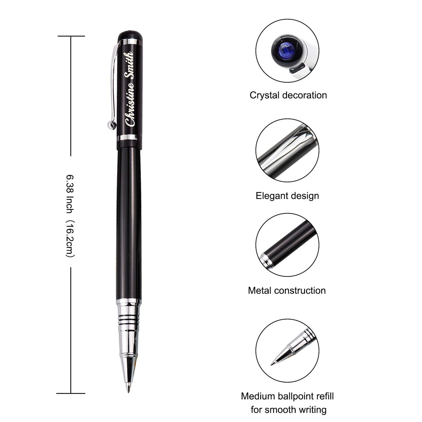 Amlion Personalized Pens Custom Engraved Pen with Name, Refillable Medium Refill, Personalized