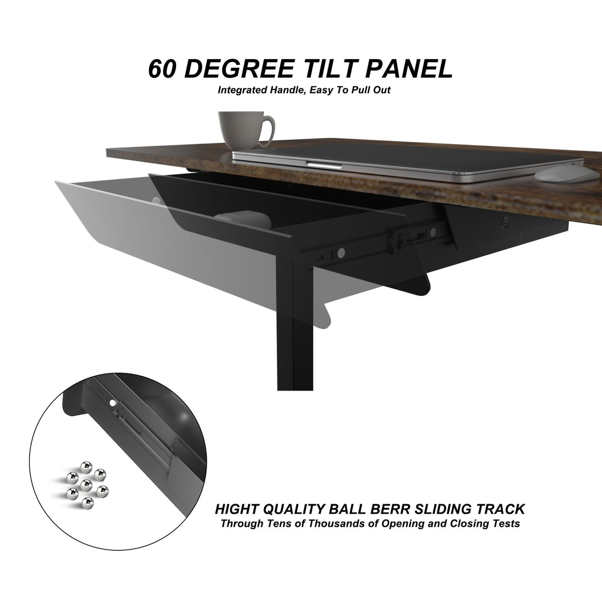Gaxomo Under Desk Mounted Sliding Drawer with 60 Degree Tilt Panel to Pull Out, 15'' Long & 9''