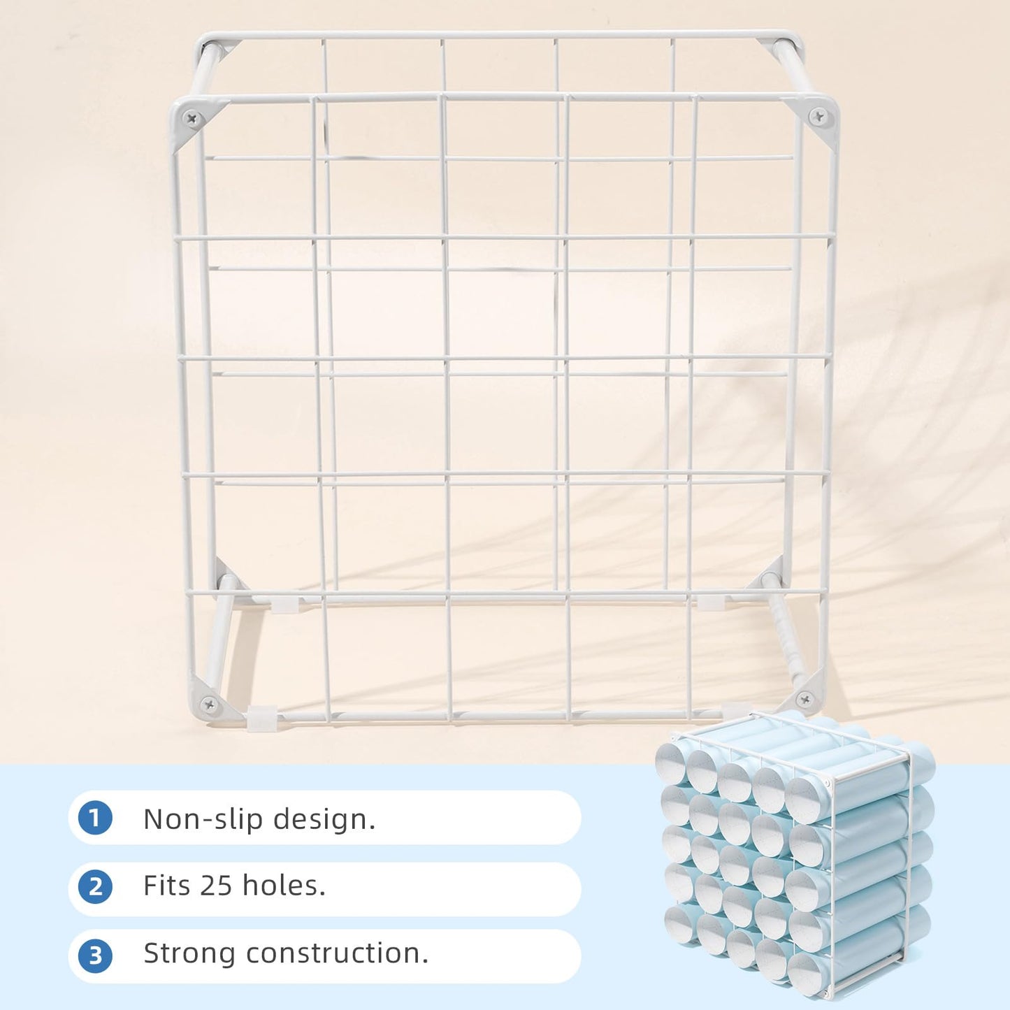 volepet Vinyl Storage Rack 25-Holes Metal Vinyl Roll Holder White Craft Storage Organizer for Craft
