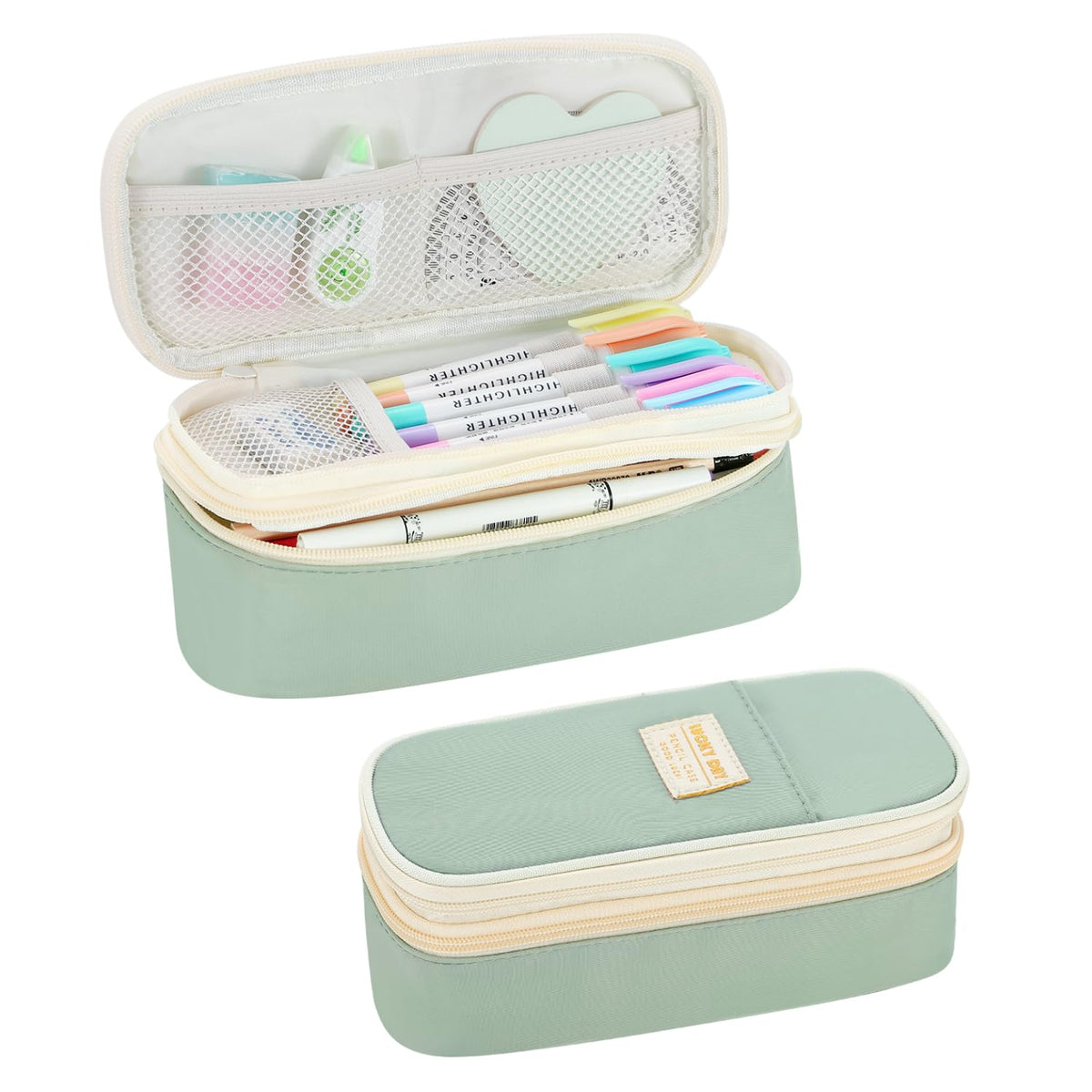 Large Pencil Bag for Girls Teens Kids School Pencil Case Organizer Green