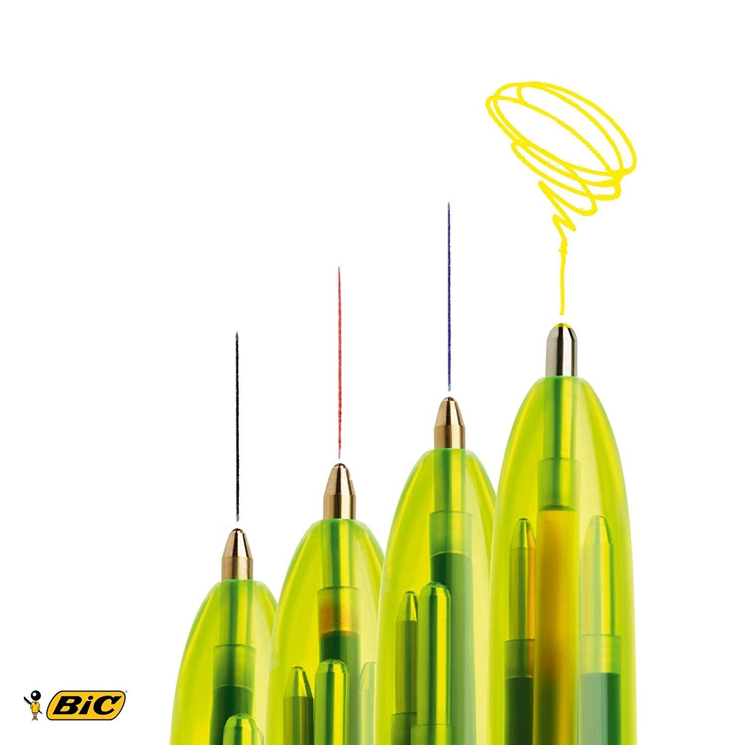 Bic 4 Colour Fluo Black/Blue/Red/Yellow Highlighter Pack 12