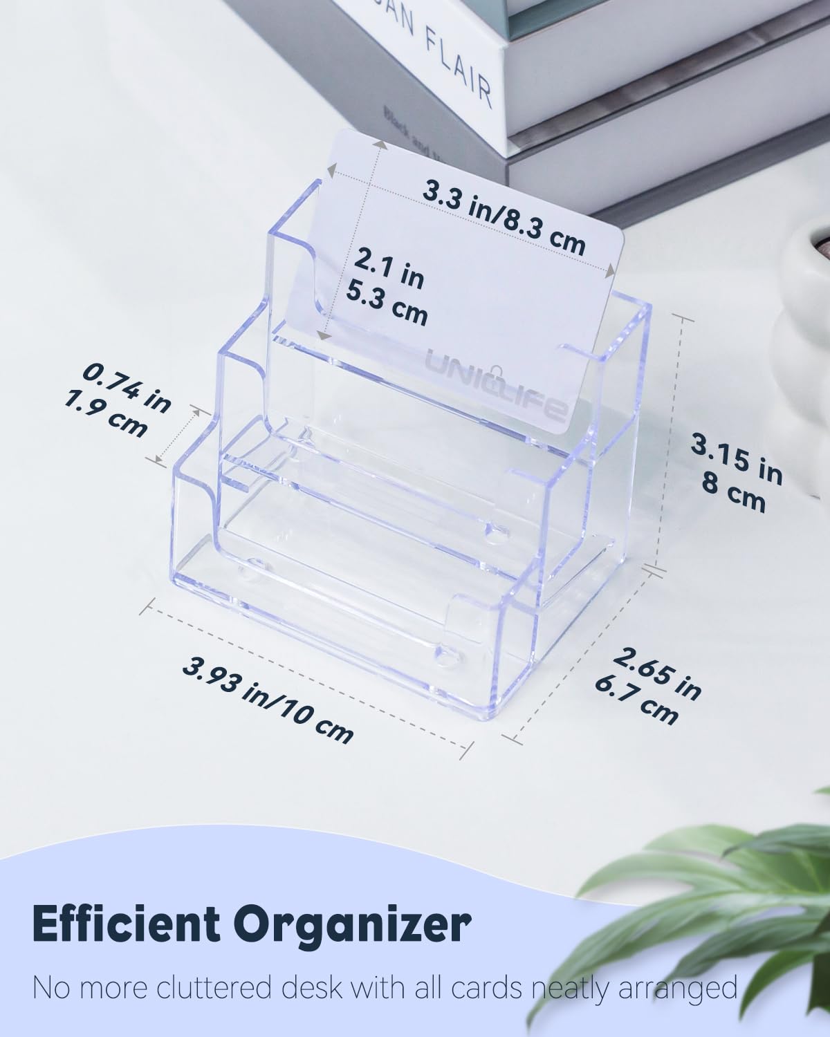 Uniclife 4 Pack Acrylic Business Card Holder for Desk, 180 Card Capacity