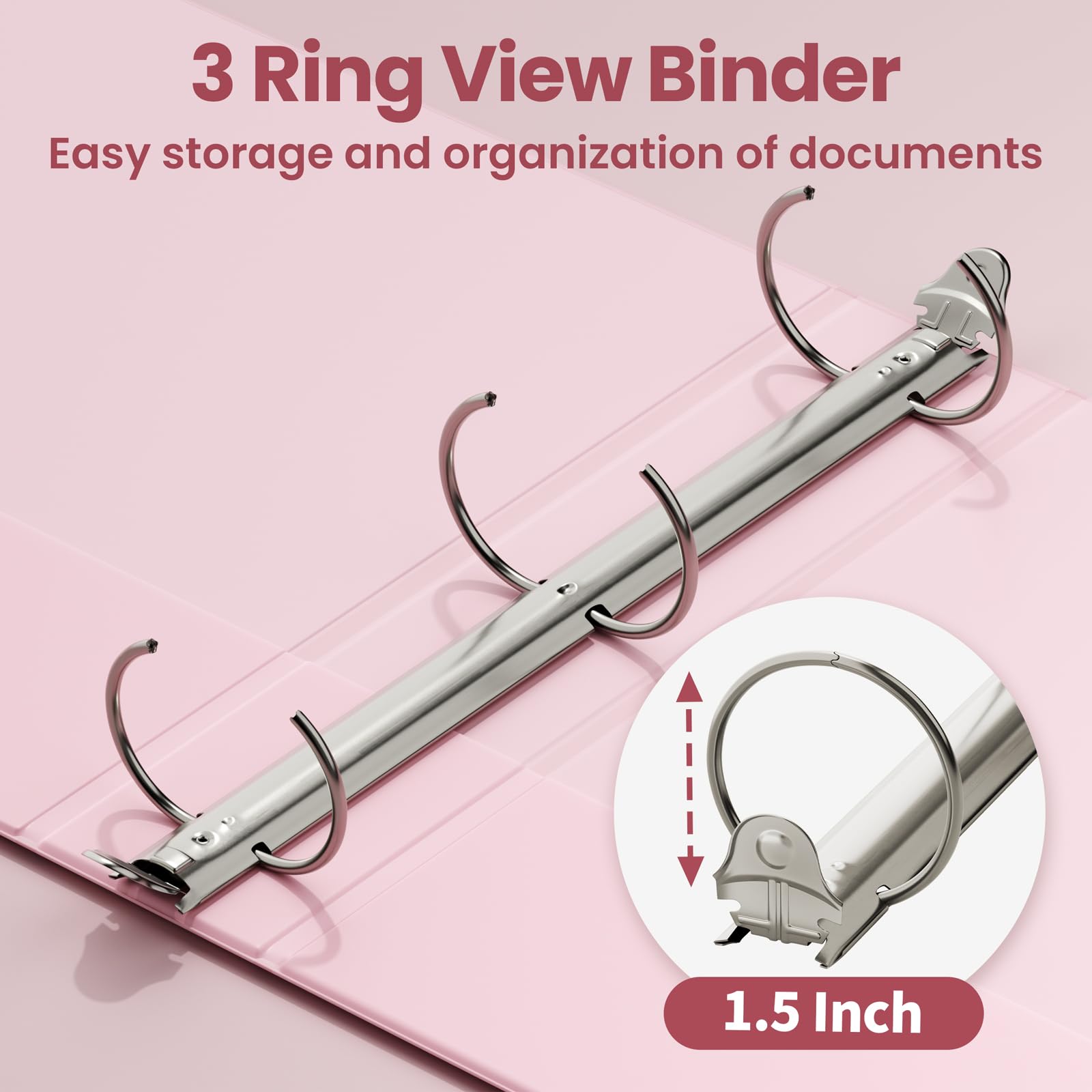 SUNEE 1.5 Inch Binders 3 Ring 6 Pack, Clear View Three Ring 1 1/2 Inch Binders PVC-Free (Fit 8.5x11