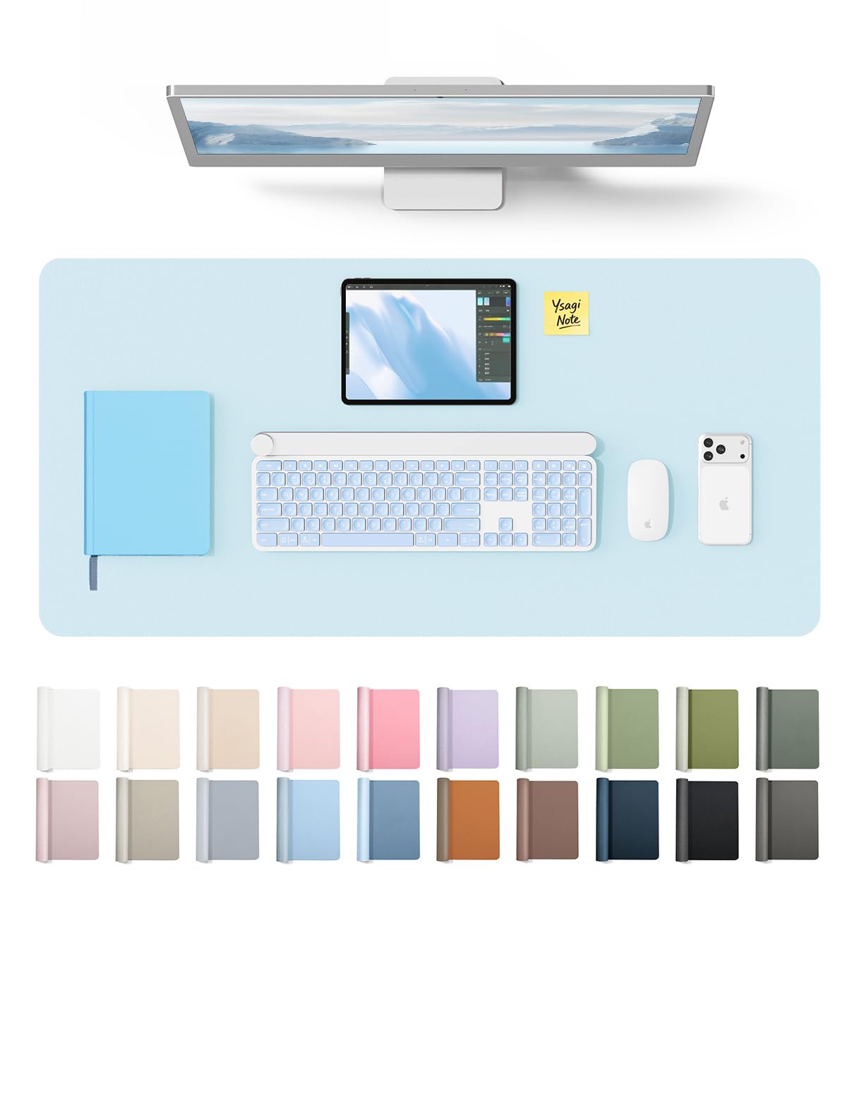 YSAGi Leather Desk Protector, Office Mat, Large Mouse Mat, Non-Slip PU Leather Blotter, Laptop Pad