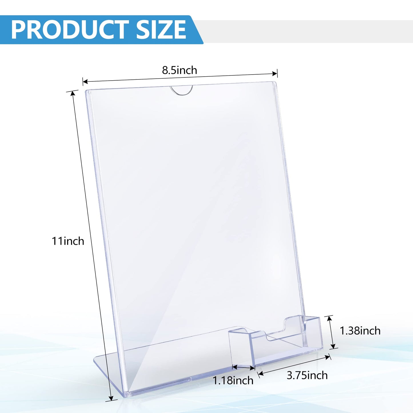 zavekia 8.5 x 11 Acrylic Sign Holder with Business Card Holder, Brochure Display Stand for desktop