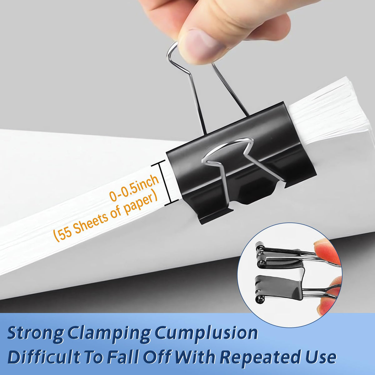 72Pack Medium Binder Clips,1inch Black Paper Clips Metal Bulk Clip