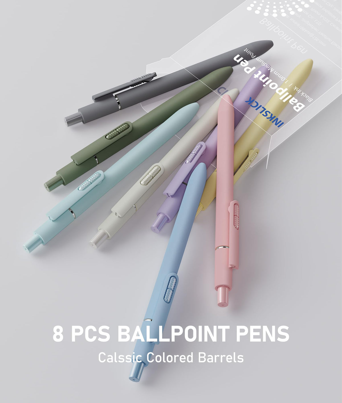 InkSlick 16 Pack Morandi Black Ballpoint Pens 1.0mm Fidget Pens for Adults