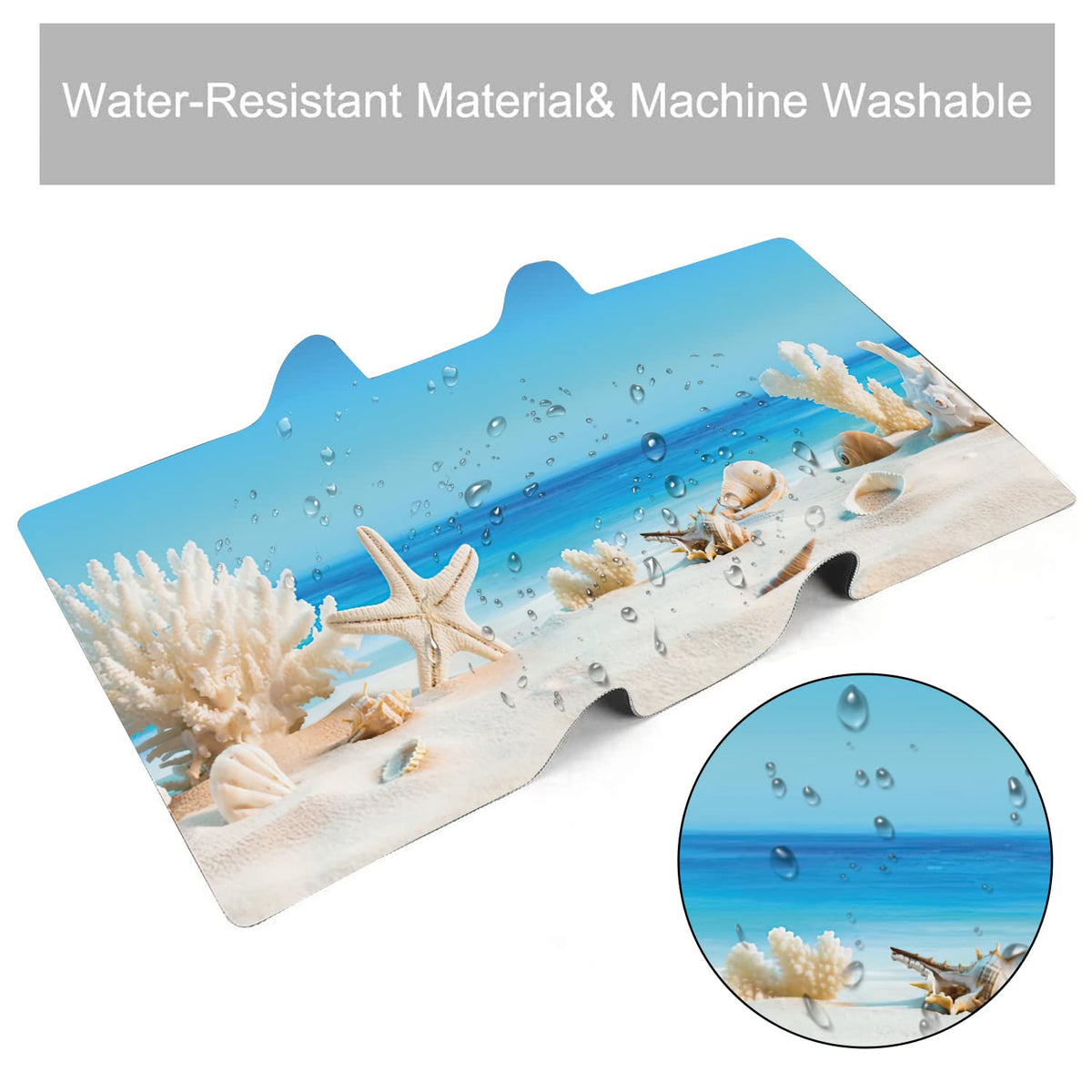 Seashells on Tropical Beach Extended Gaming Mouse Pad Large Desk Mat with Non-Slip Rubber Base and