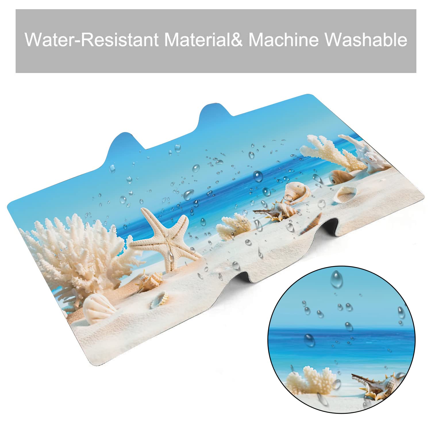 Seashells on Tropical Beach Extended Gaming Mouse Pad Large Desk Mat with Non-Slip Rubber Base and