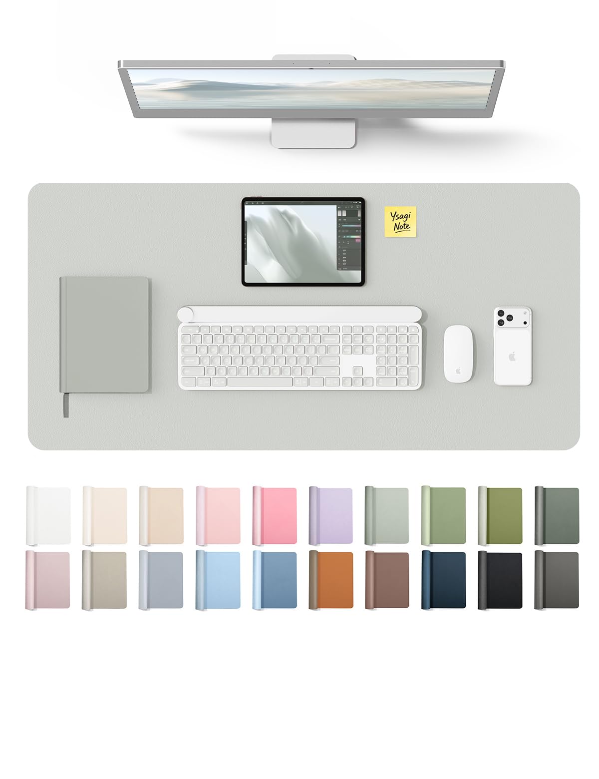 YSAGi Leather Desk Protector, Office Mat, Large Mouse Mat, Non-Slip PU Leather Blotter, Laptop Desk
