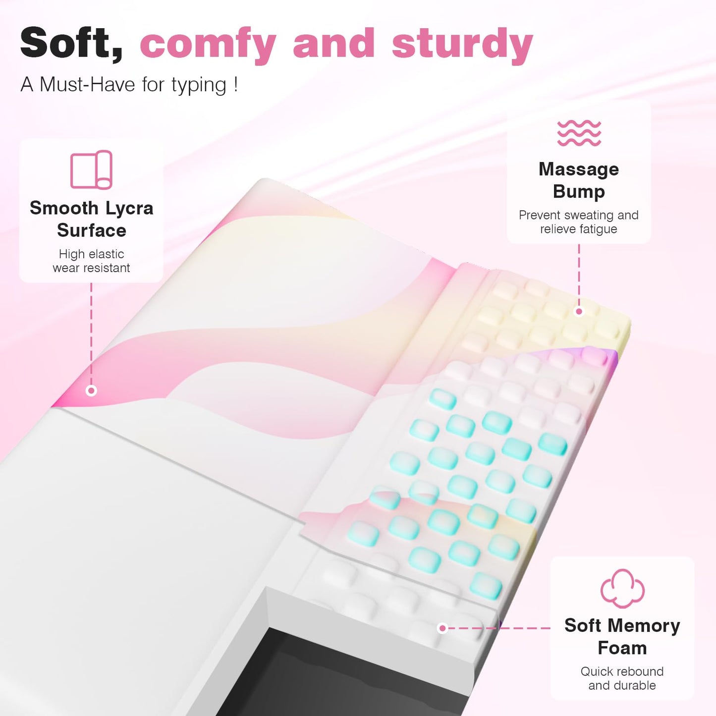 Ospelelf Keyboard Wrist Rest, Ergonomic Memory Foam Wrist Support for Typing & Gaming, Tilted