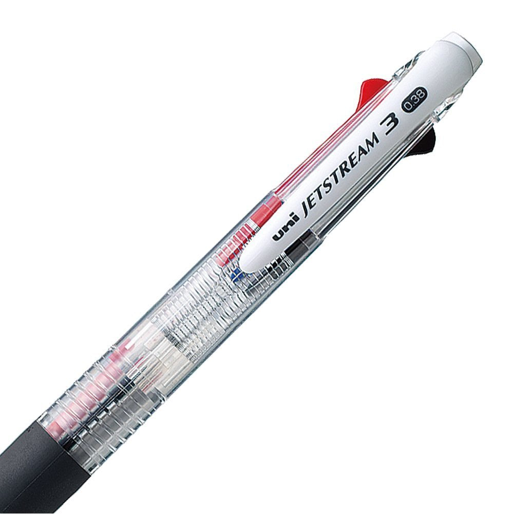 Mitsubishi Pencil SXE3400381P.T Tri-Color Ballpoint Pen, Jetstream 0.38, Transparent, Pack