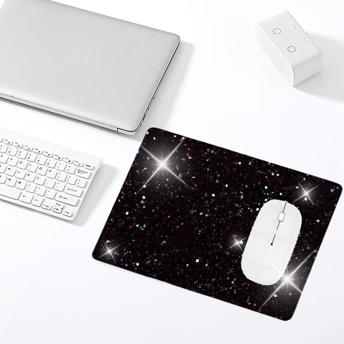 Black Mousepad Diamond Black Glitter Sparkle Mouse pad Bling Desk Accessories Gaming Bling Rubber