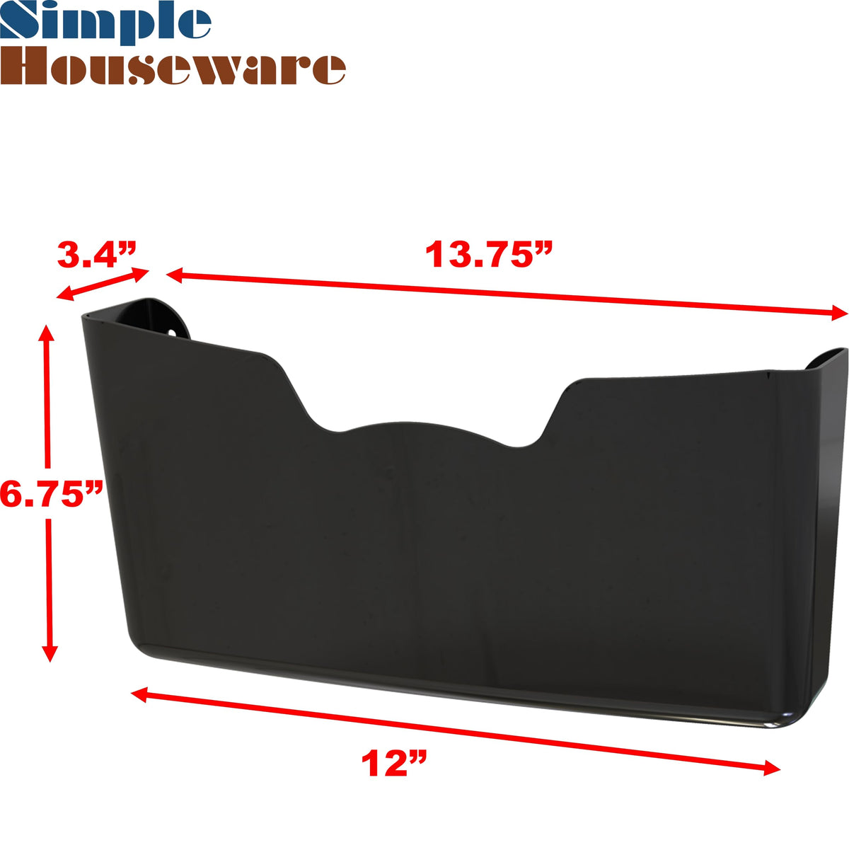 Simple Houseware Single Pocket Wall Mount for Hanging File Holder, 3 Packs, Black