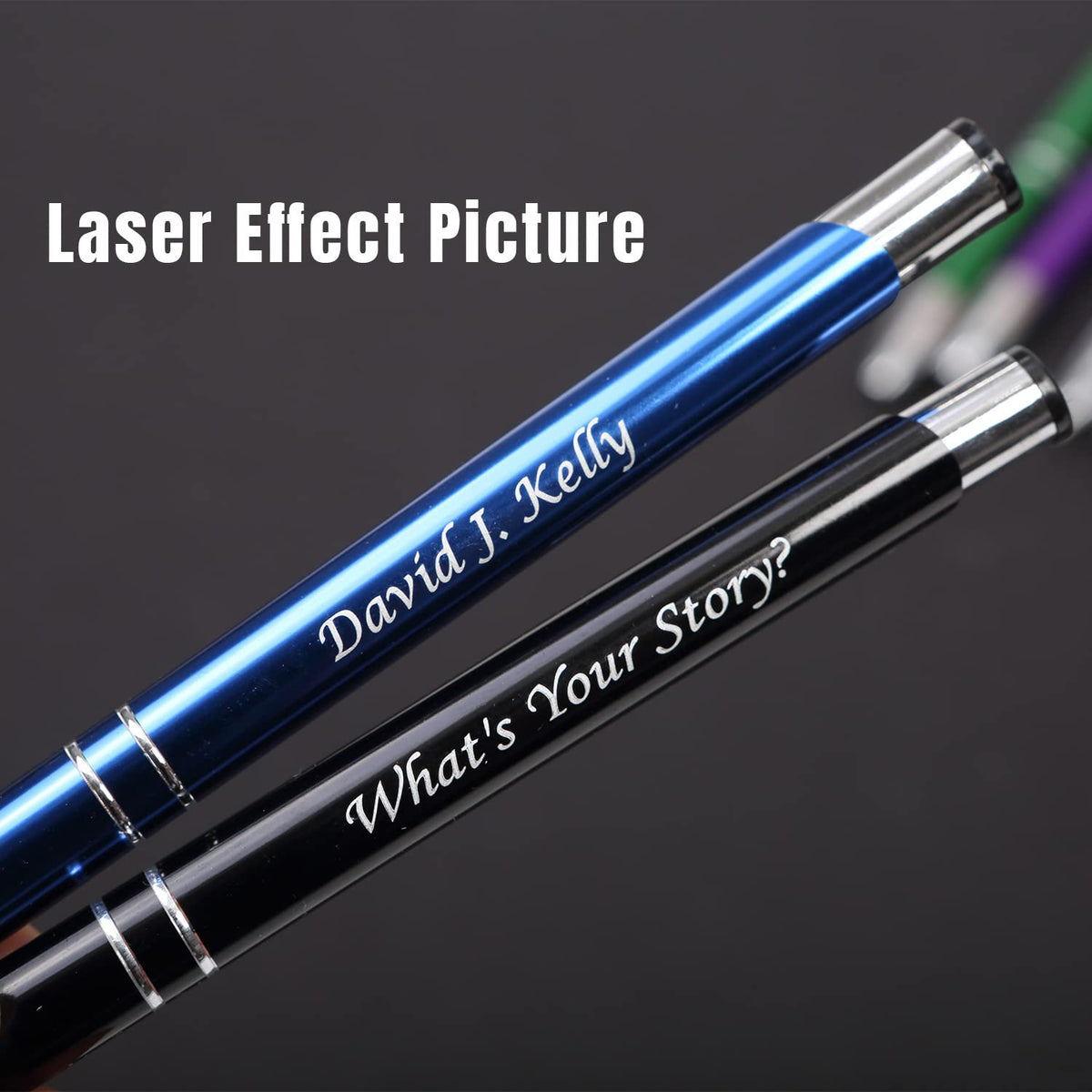 AOK 50PACK Personalized Pens Custom Black writing - Metal Name pens - Laser Engraved with Your Text