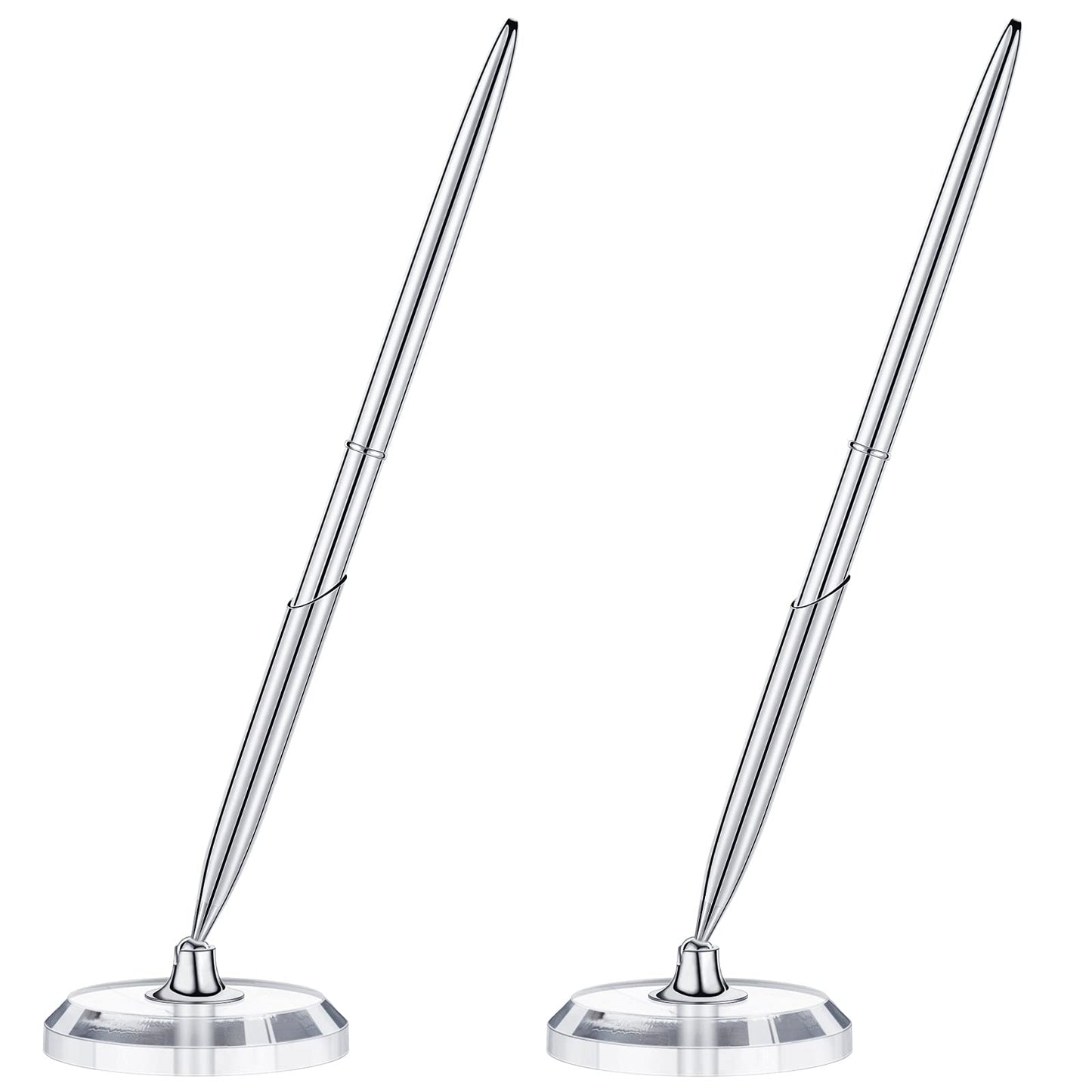 Chinco 2 Sets Guest Book Pens with Stand, Metal Signing Pens, Black Ink
