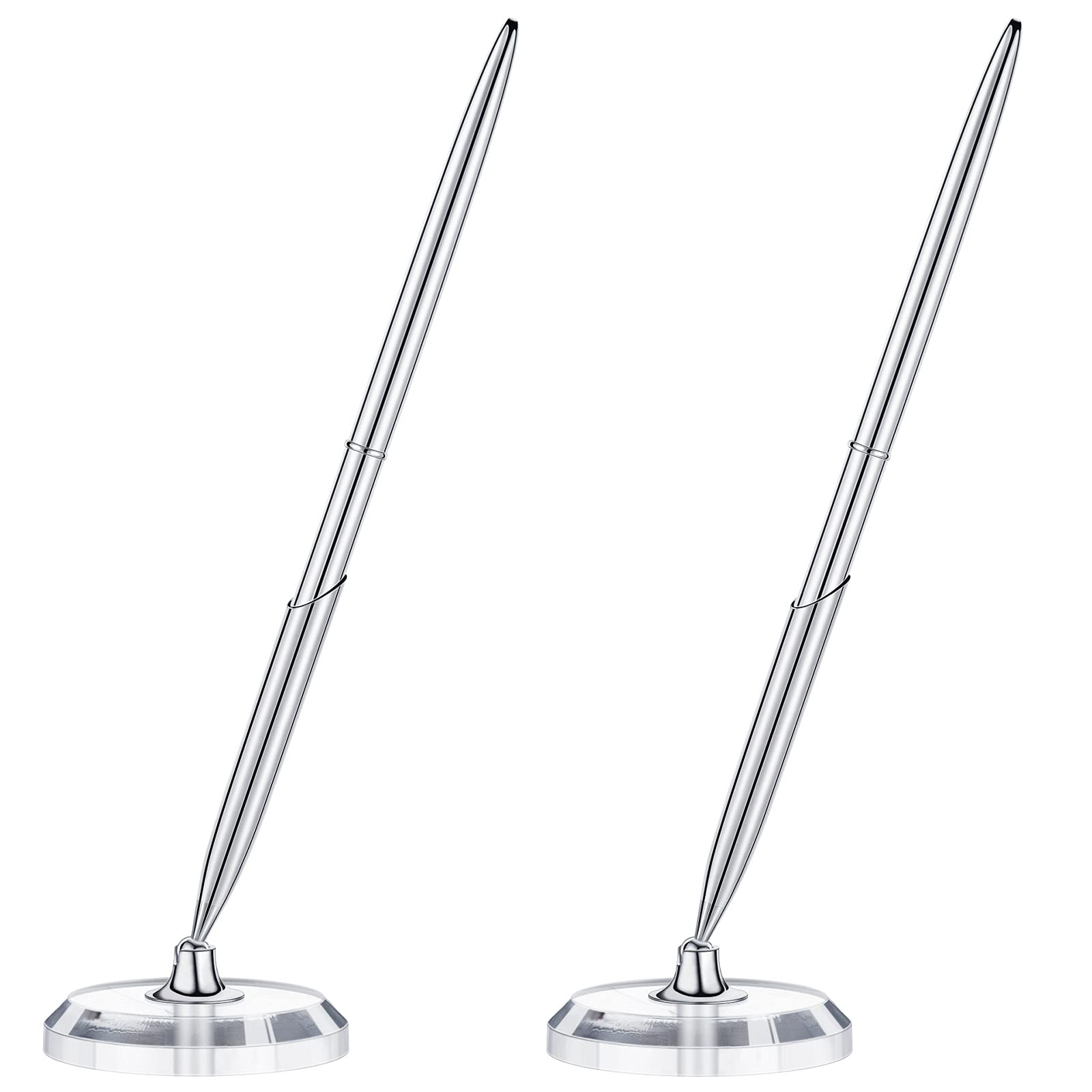Chinco 2 Sets Guest Book Pens with Stand, Metal Signing Pens, Black Ink