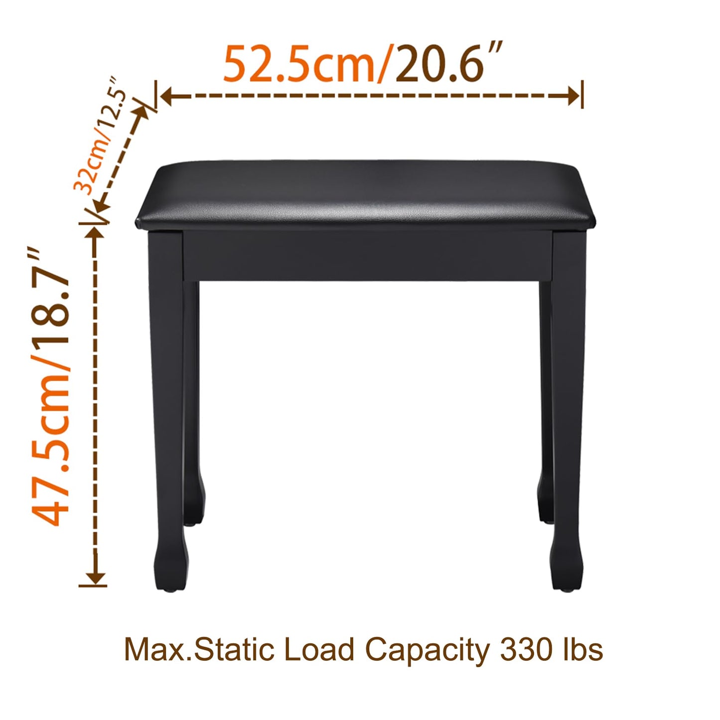 FILISITE Piano Bench with Waterproof Padded Cushion, Makeup Stools for Vanity, Bench for Living