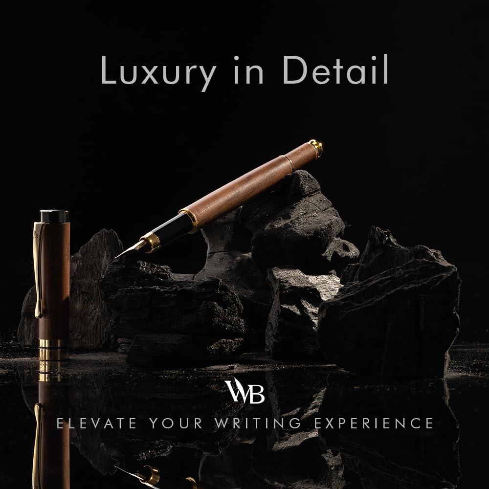 Wordsworth & Black Bamboo Wood Fountain Pen Set for Writing, Extra Fine Nib