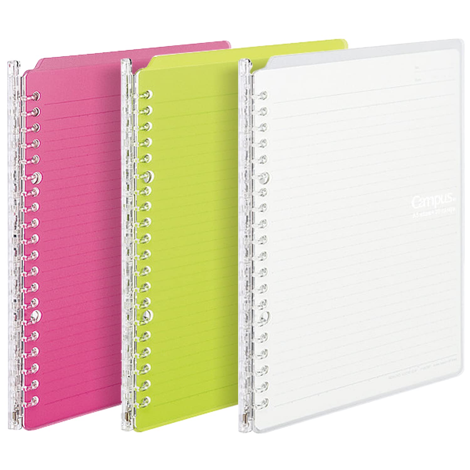 Kokuyo Campus Smart Ring Binders 3 Pack, B5 Vivid Colors Binder Notebooks, Up to 25 Sheets 26 Holes