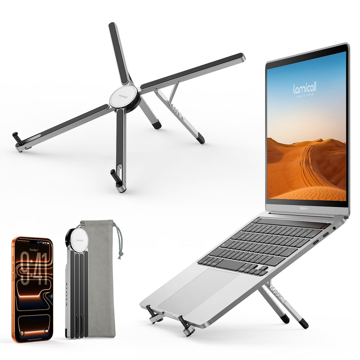 Lamicall Portable Laptop Stand for Desk & Travel 0.47in Ultra-Slim 10-15.6"