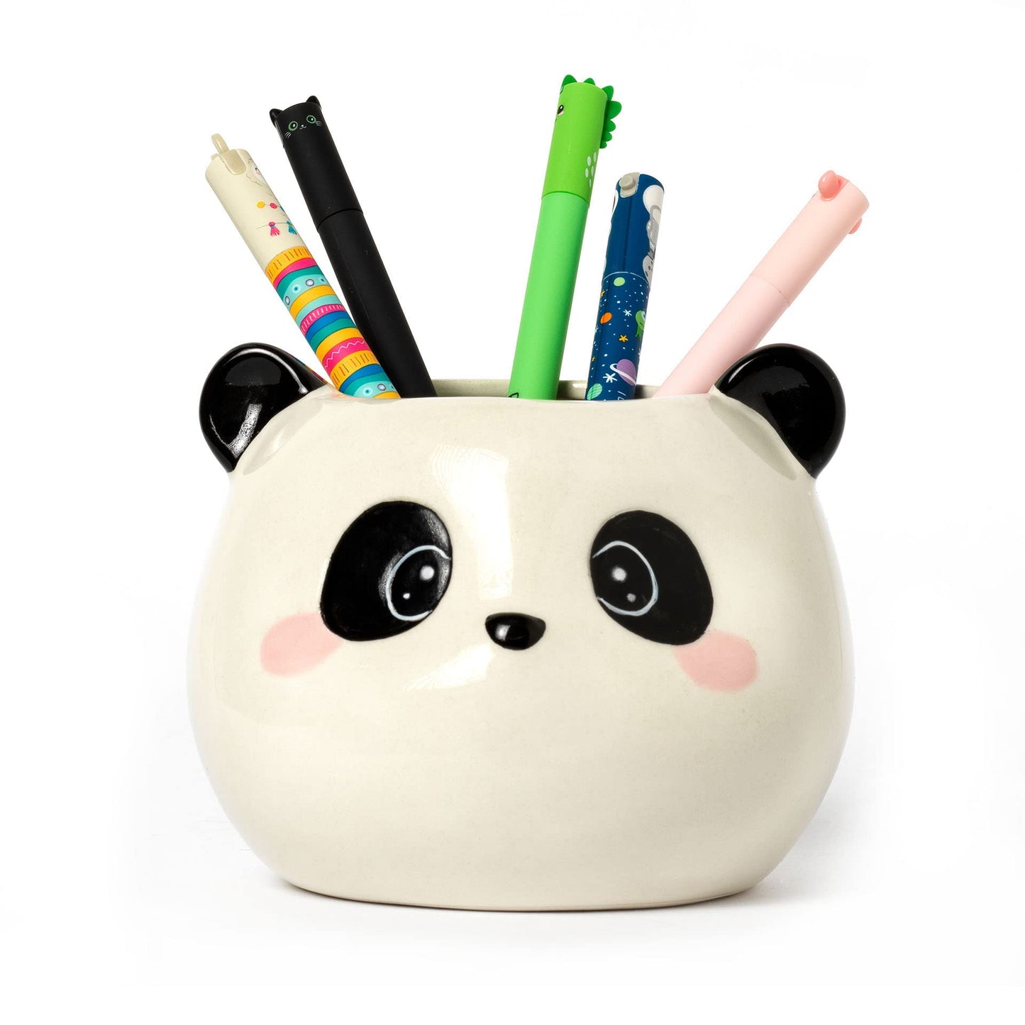 LEGAMI - Ceramic Pen Holder, Panda Theme, Desk Friends, Hand Painted, Gift Idea, Desk Organizer