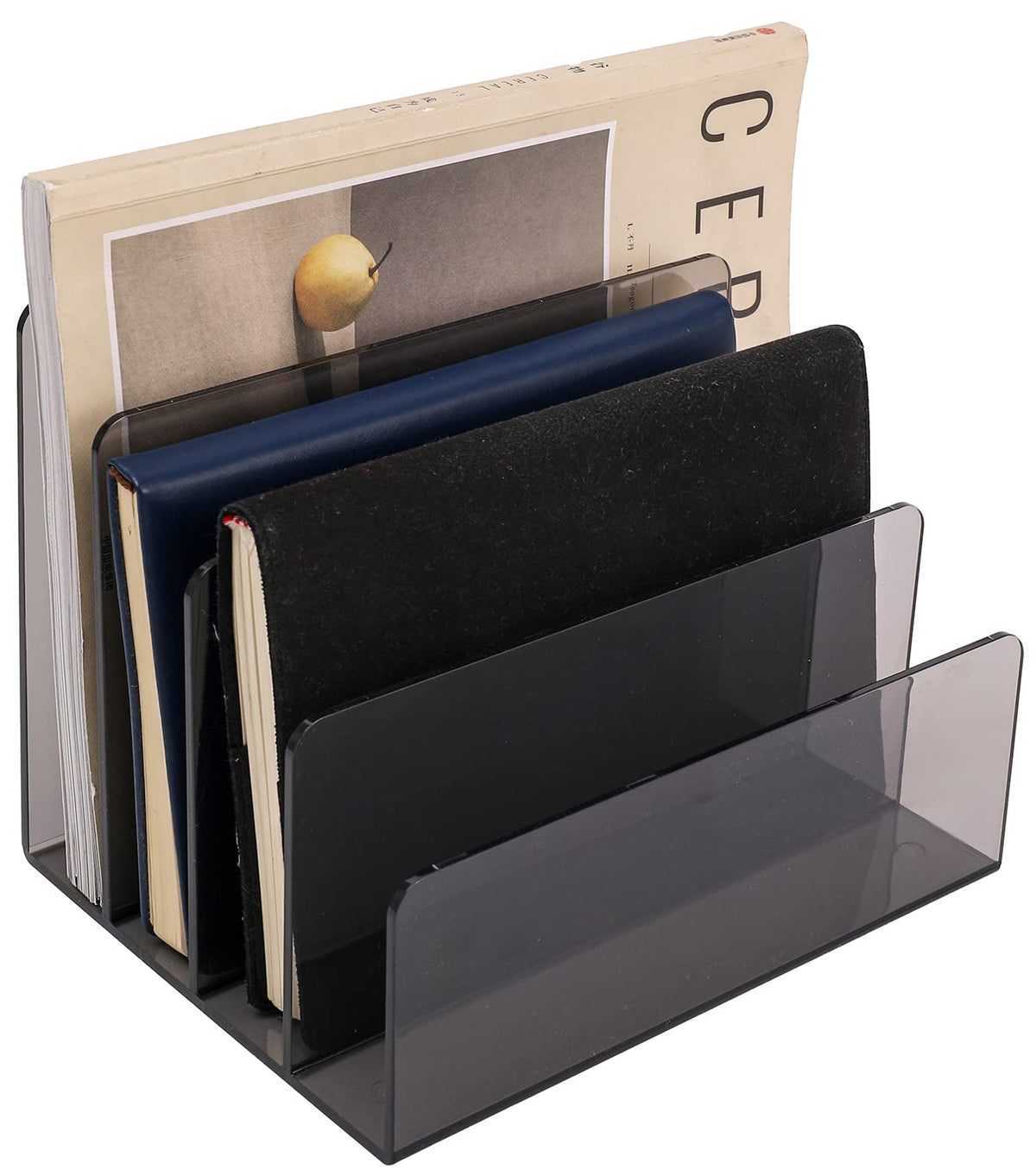Sooyee 4 Compartment Acrylic File Organizer Holder Folder Organizer for Desk,Office Decorations for