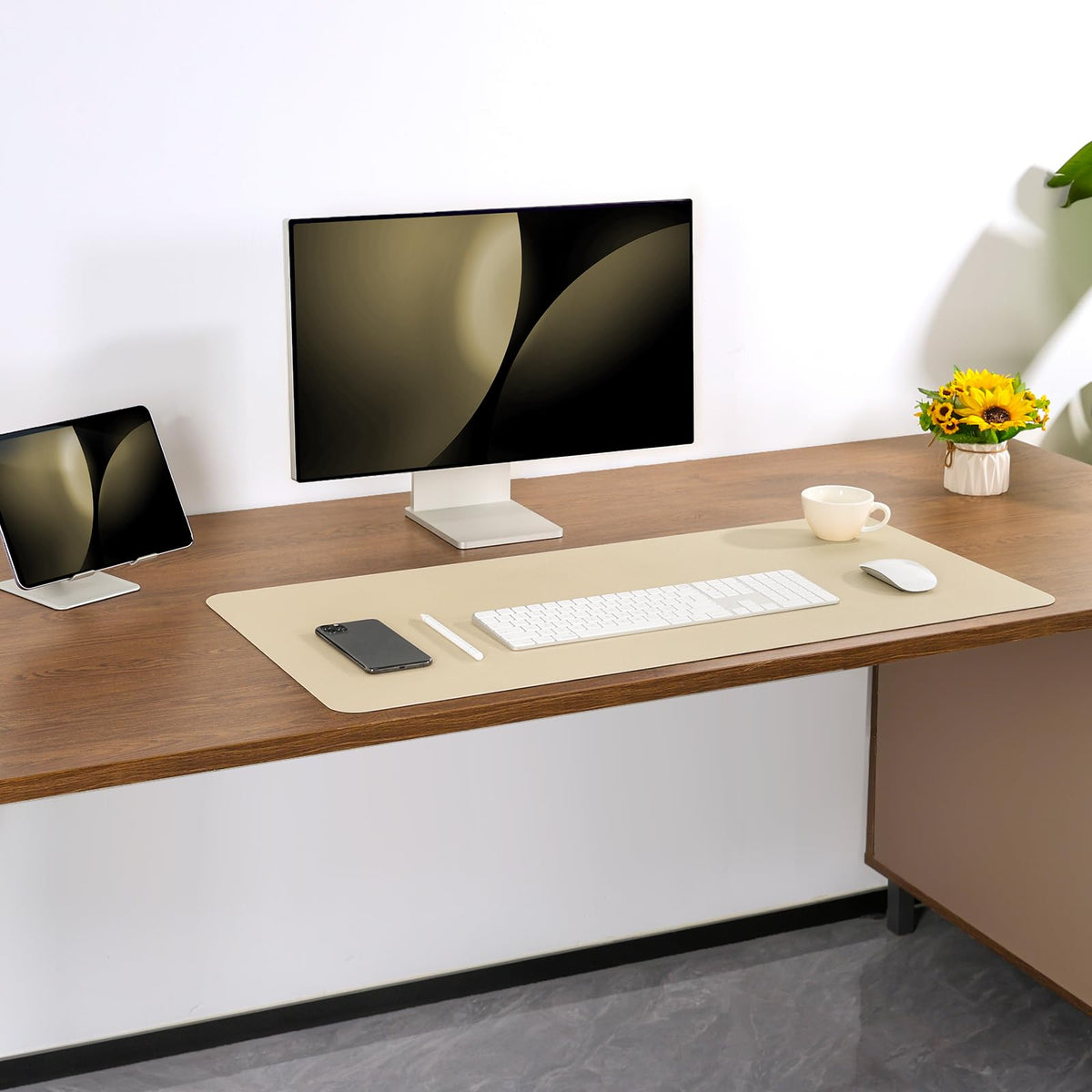 Jumdast Dual Sided Desk Pad Faux Leather Desk Mat Large Mouse Pad