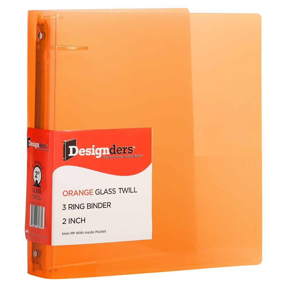 JAM PAPER Plastic 2 inch Binders - Assorted 3 Ring Binders (Red, Blue, Green & Orange) - 4/Pack