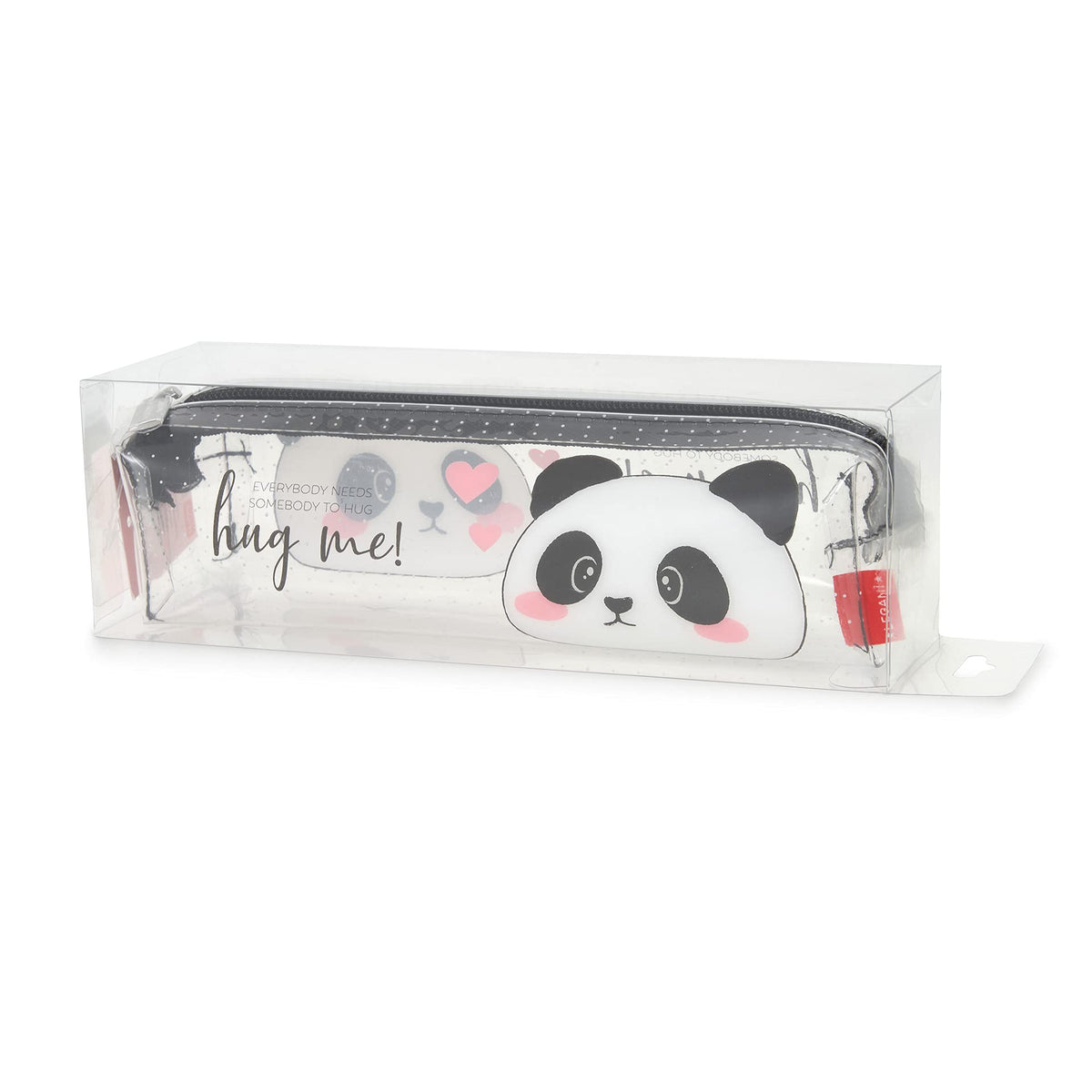 Legami Panda Transparent Pencil Case, 19.5x5.5 cm, Shows Exactly What It Contains, Made of