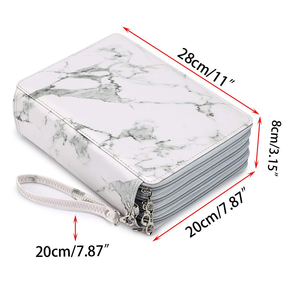 BTSKY 200 Slots Colored Pencil Organizer - Deluxe PU Leather Pencil Case