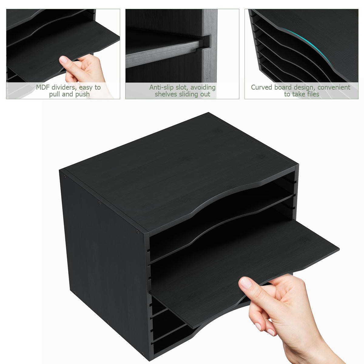 Bamjoy Wood 5 Tier Desktop Organizer, Paper Organizer Mail Sorter, File Holder Letter Document