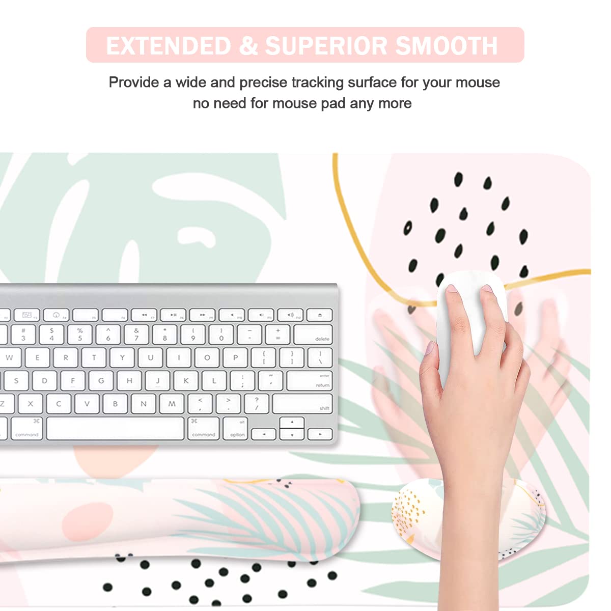 Keyboard Mouse Pad Set, Extended Mouse Pad+Keyboard Wrist Rest Support, Memory Foam Ergonomic Easy