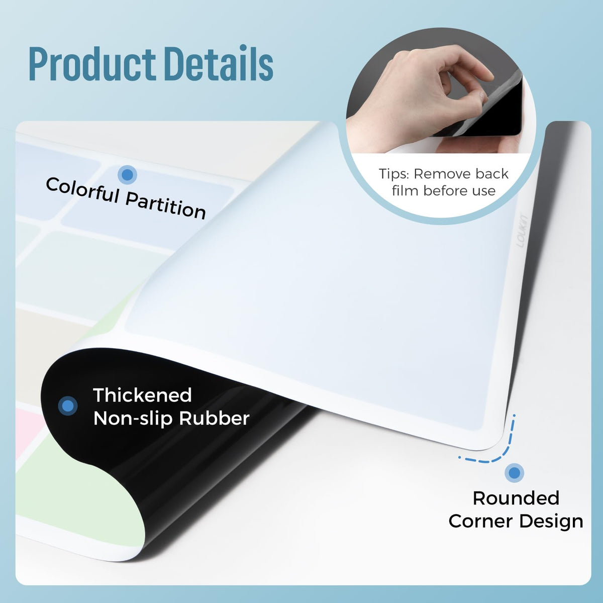 loukin Non-Slip Dry Erase Desk Mat, 32''x14'' Writing Mouse Pad for Office