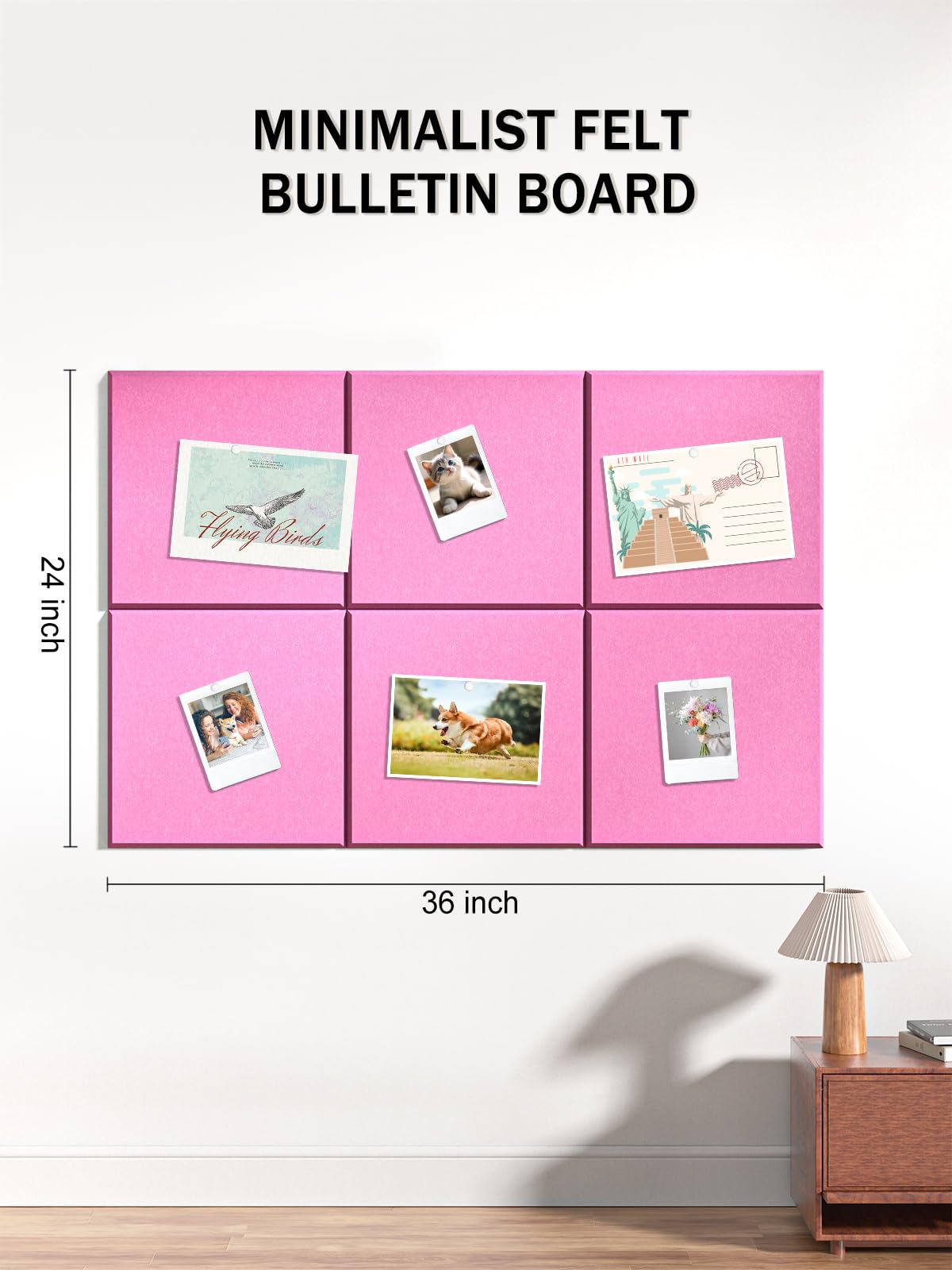 Hsurbtra Large Cork Board for Wall 36 x 24 Inch, 6 Pack Felt Bulletin Notice Board with Pushpins