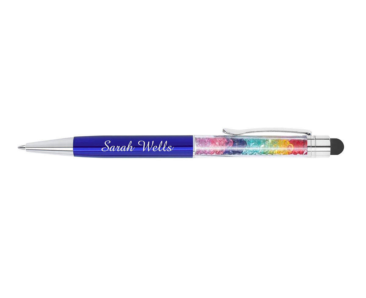 ExpressDesigns™ - Personalized Crystal Prism Pens with Stylus - Metal Gem Pen - Custom Metallic