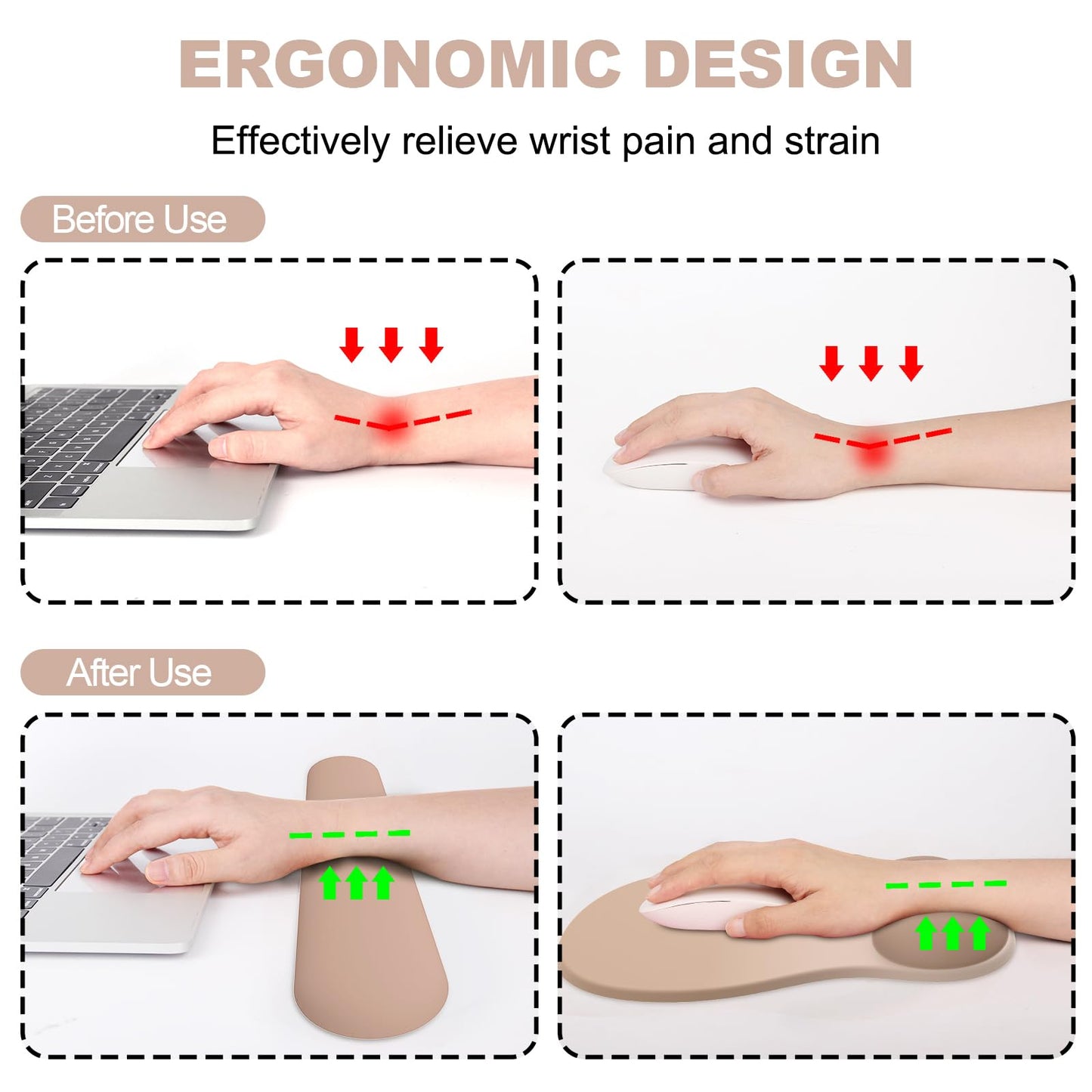 Ergonomic Mouse Pad with Wrist Rest and Keyboard Wrist Rest, Gel Mousepad