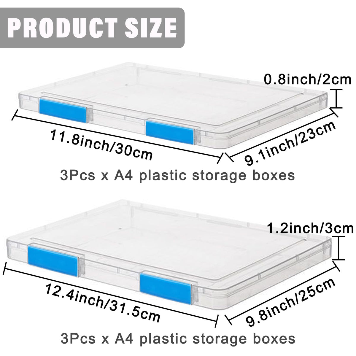 LonlyEagle 6 Pack A4 File Portable Project Case, Plastic Storage Box for 8.5" x 11" Letter Paper