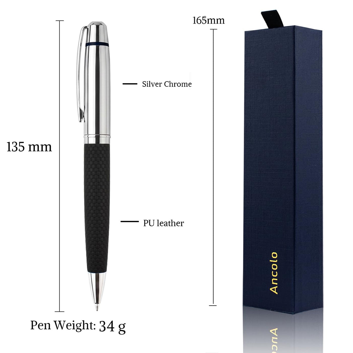 Personalized Luxury Ballpoint Pen Writing Set-Stunning Pen with PU Leather