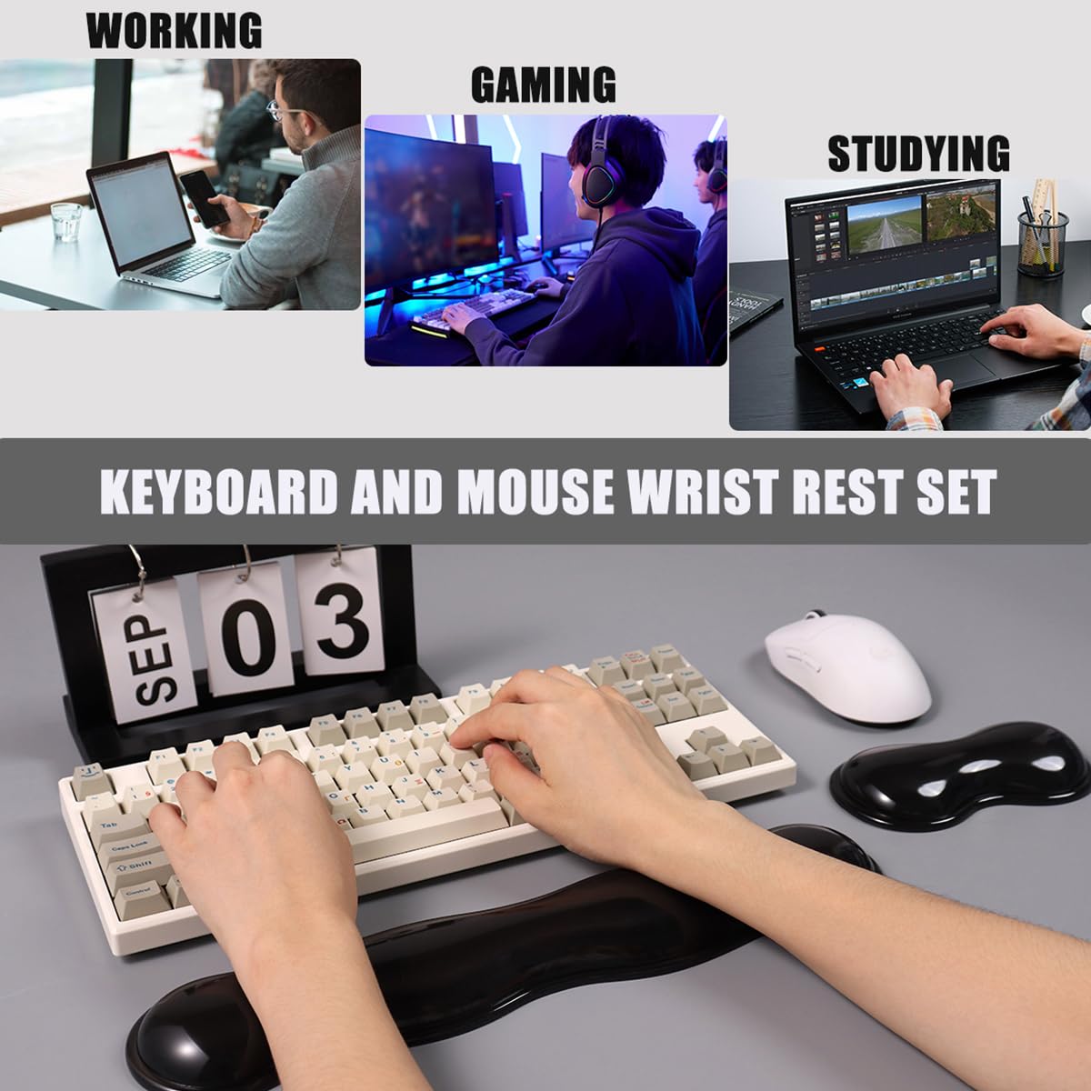 Gel Keyboard and Mouse Wrist Rest Set,Wrist pad for Computer Keyboard