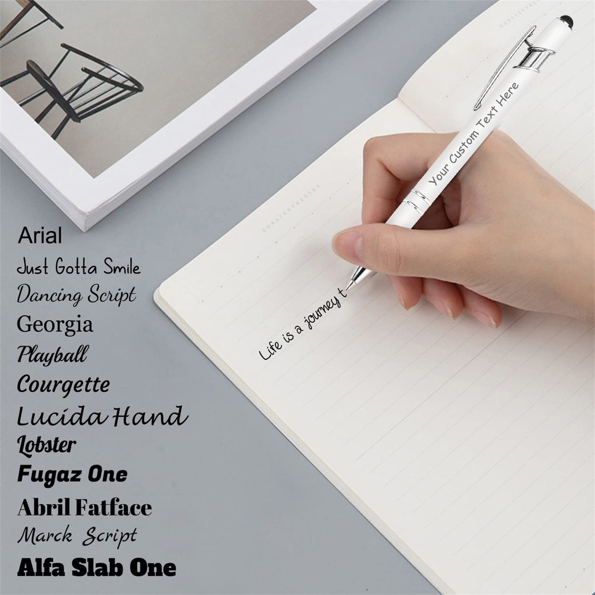 Fadace Up to 500 Pcs Personalized Pens Bulk Custom Customized Pen with Stylus Free Engraving
