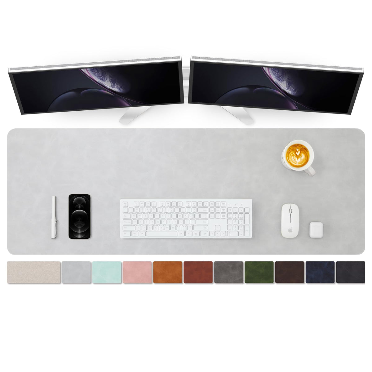 Distressed Leather Desk Mat - Non-Slip PU Desk Pad for Office and Home - Desk Organization and