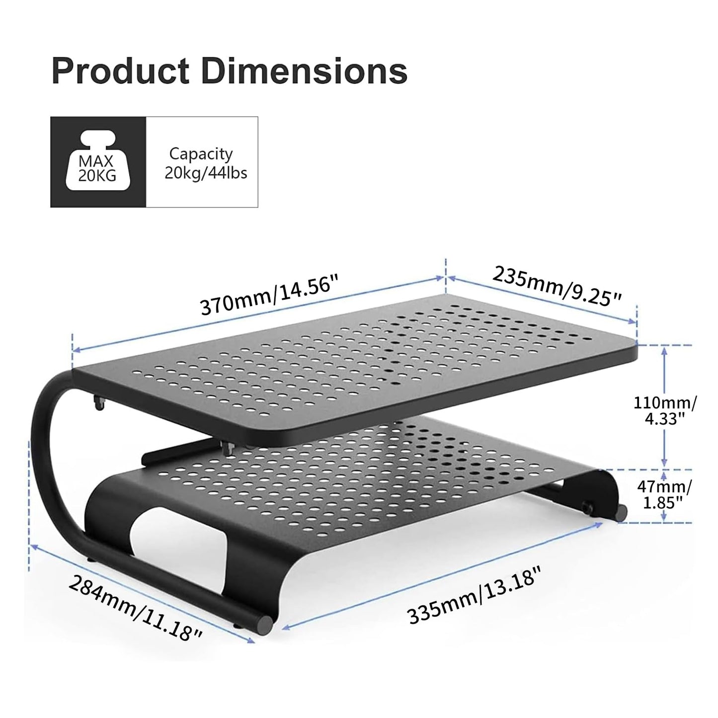 suptek Double-Deck Desk Monitor Stand Riser for Computer,Laptop,Printer, Notebook and All Flat