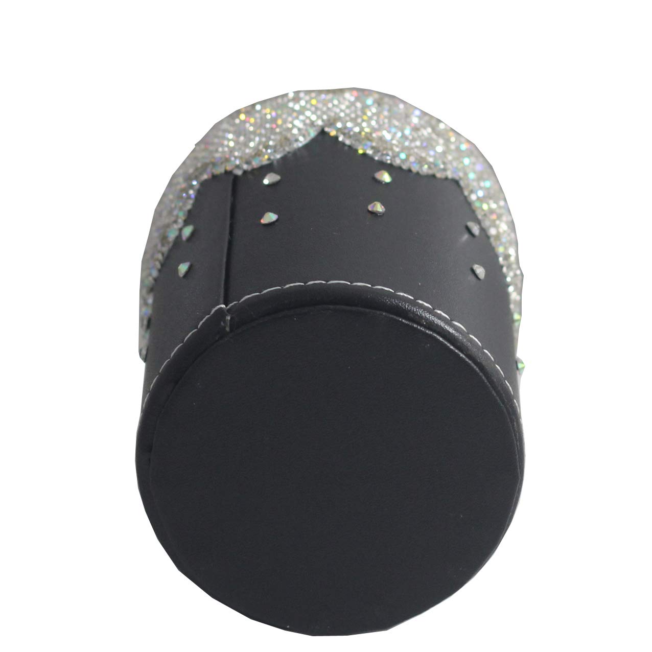 Bestbling crystal Bling Rhinestone Pen organizer Box Holder Cosmetic Container (Black Round, Medium)
